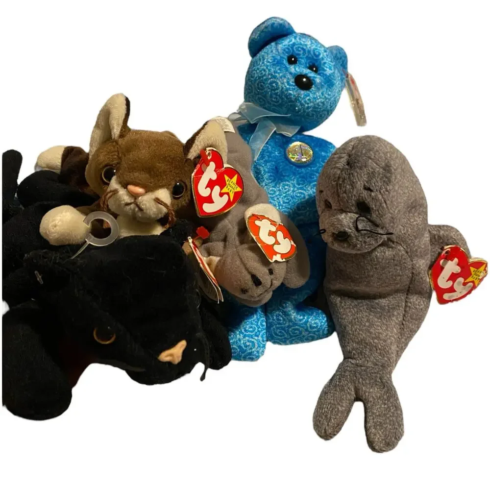 LOT of 5 RARE TY Beanie Babies 1993 - 2001 PVC & PE Pellets (1) with Tag ERROR
